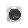 Prise USB double anthracite Schneider Odace charge rapide type A+C 18W 3,4A
