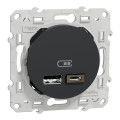 Prise USB Double Anthracite Type A + C 5 Vcc 2,4 A Odace Schneider