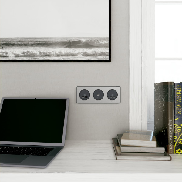 Prise USB double anthracite Schneider Odace type A+C 5Vcc 2,4A