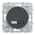 Prise chargeur USB anthracite Schneider Odace type A 7,5W et C 45W forte puissance