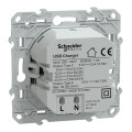 Prise chargeur USB anthracite Schneider Odace type A 7,5W et C 45W forte puissance