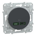 Prise chargeur USB anthracite Schneider Odace type C 65W forte puissance