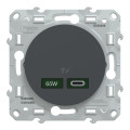 Prise chargeur USB anthracite Schneider Odace type C 65W forte puissance