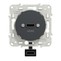 Prise HDMI Anthracite Type A Odace Schneider Electric - Prise Femelle - Câble Femelle Arrière