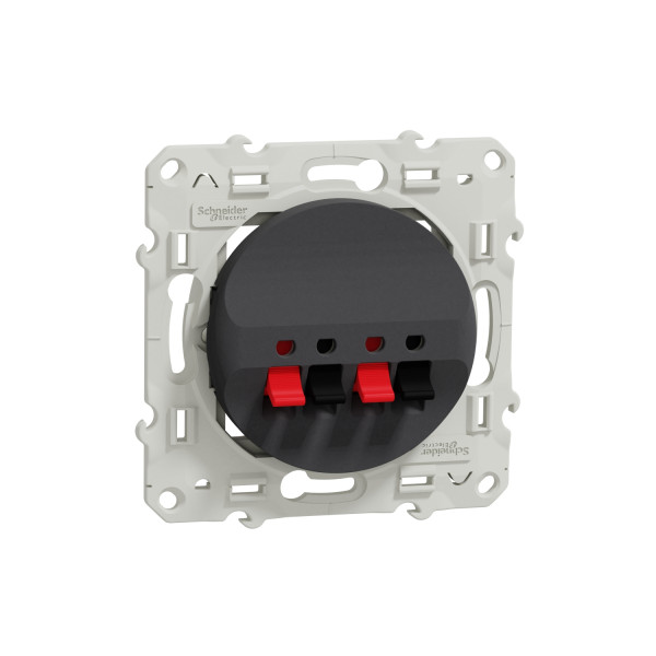 Odace, Prise Haut-parleurs Anthracite, 2 Sorties
