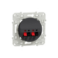 Odace, Prise Haut-parleurs Anthracite, 2 Sorties
