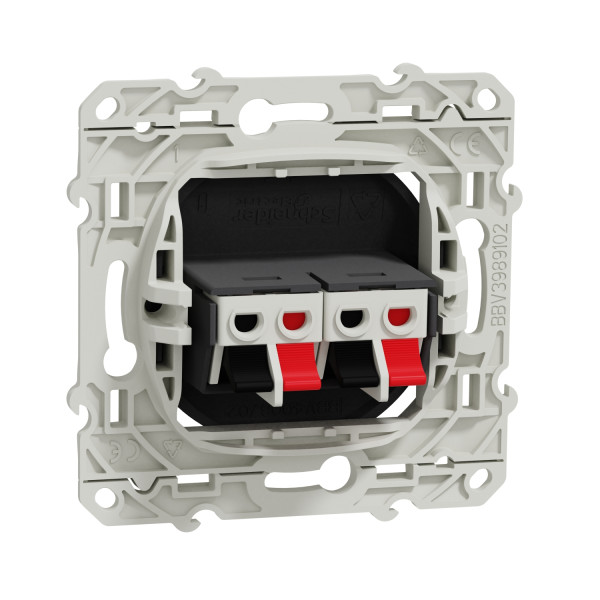 Odace, Prise Haut-parleurs Anthracite, 2 Sorties