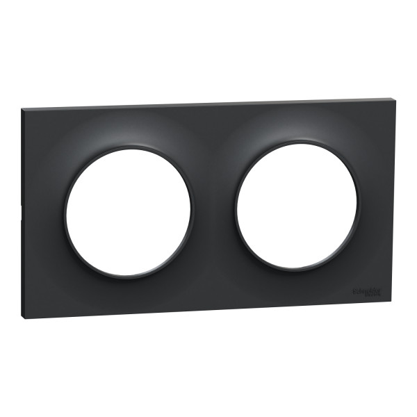 Plaque anthracite Schneider Odace Styl 2 postes entraxe 71mm horizontal ou vertical