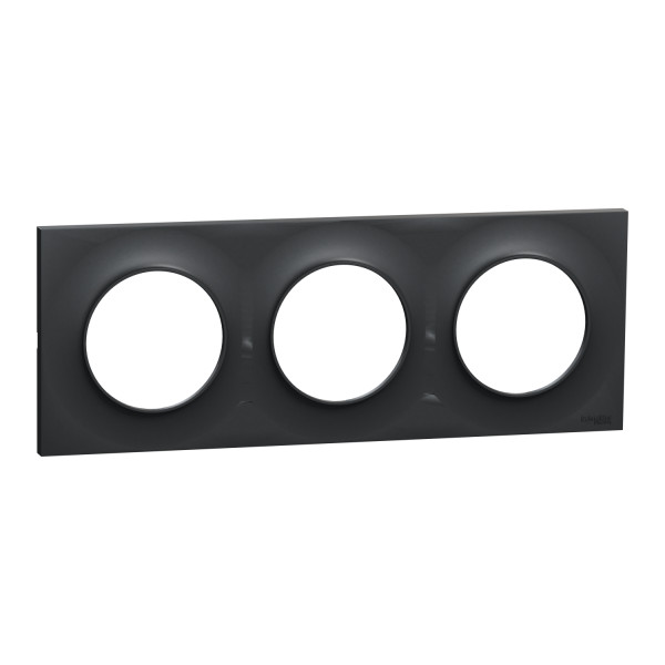 Plaque anthracite Schneider Odace Styl 3 postes entraxe 71mm horizontal ou vertical
