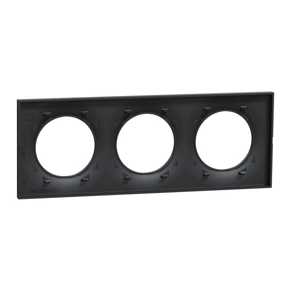 Plaque anthracite Schneider Odace Styl 3 postes entraxe 71mm horizontal ou vertical