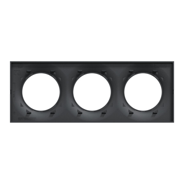 Plaque anthracite Schneider Odace Styl 3 postes entraxe 71mm horizontal ou vertical