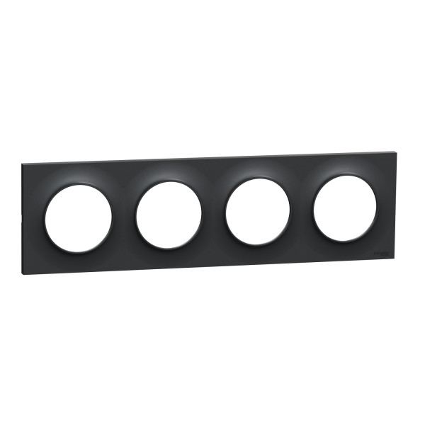 Plaque anthracite Schneider Odace Styl 4 postes entraxe 71mm horizontal ou vertical