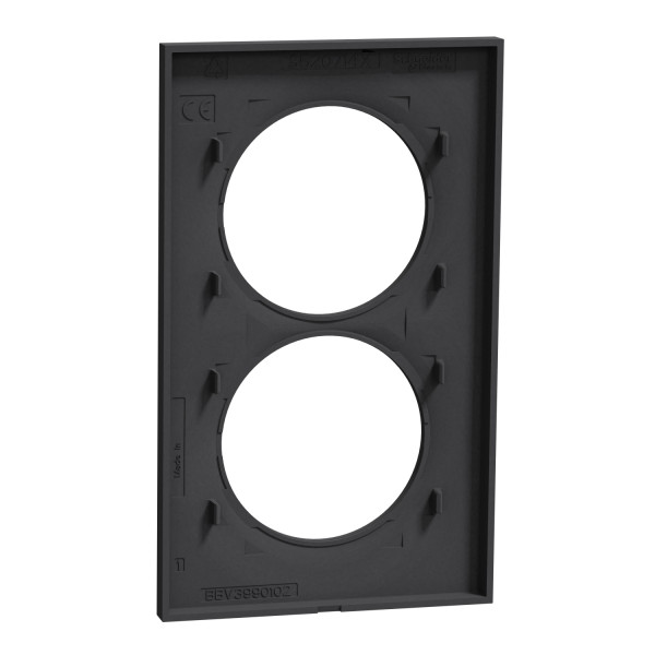 Plaque anthracite Schneider Odace Styl 2 postes verticaux entraxe 57mm 