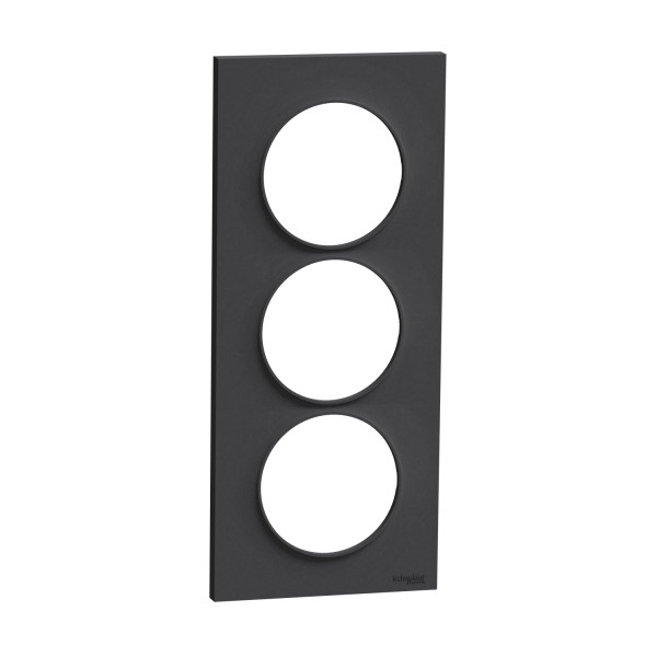 Plaque de Finition Anthracite 3 Postes Odace Styl Schneider Electric - Entraxe 57 mm - Verticale