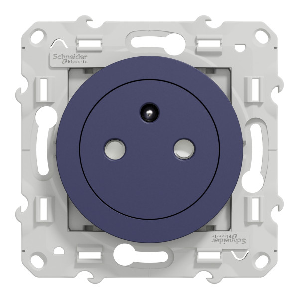 Odace - prise de courant 2p+t affleurante - cobalt - connexion rapide