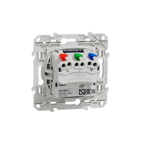 Odace - prise de courant 2p+t affleurante - cobalt - connexion rapide