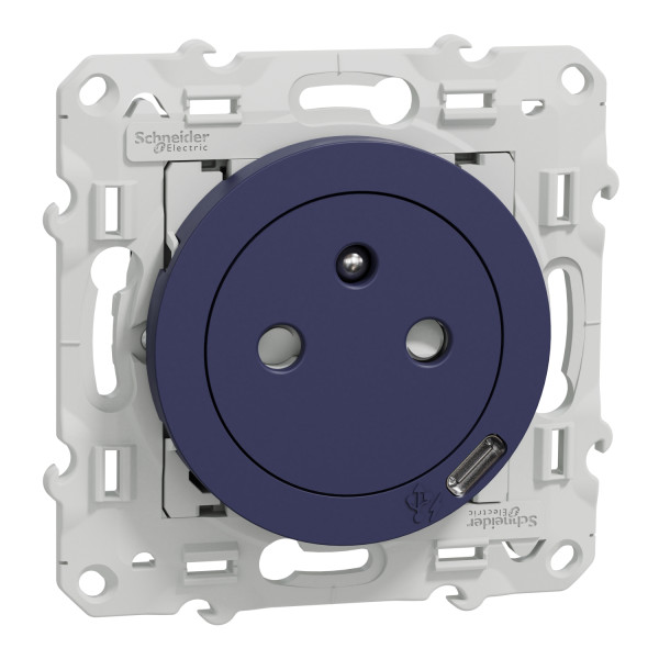 Odace - prise affleurante + usb c10.5w - cobalt