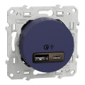 Odace - prise usb double - charge rapide - type a+c - cobalt - 18w - 3,4a