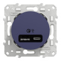 Odace - prise usb double - charge rapide - type a+c - cobalt - 18w - 3,4a