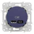 Odace - prise usb double - type a+c - cobalt - 5 vcc - 2,4a