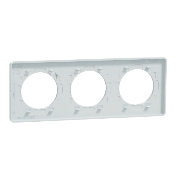 Odace touch, plaque blanc recyclé 3 postes horiz. ou vert. entraxe 71mm