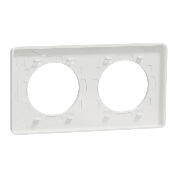 Plaque blanche Schneider Odace Touch 2 postes horizontal/vertical entraxe 71mm