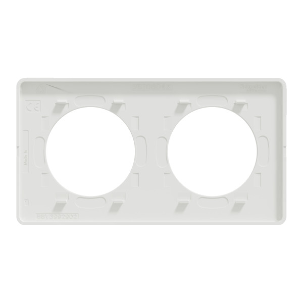 Plaque blanche Schneider Odace Touch 2 postes horizontal/vertical entraxe 71mm
