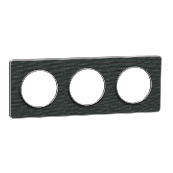 Odace kvardrat, plaque ombre/alu 3 postes horiz. ou vert. entraxe 71mm