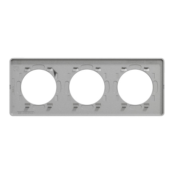 Odace kvardrat, plaque ombre/alu 3 postes horiz. ou vert. entraxe 71mm