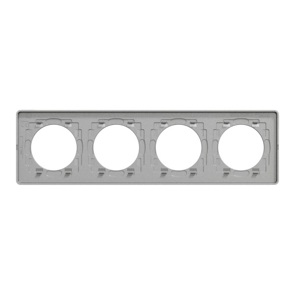 Plaque ardoise avec liseré aluminum Schneider Odace Touch 4 postes entraxe 71mm