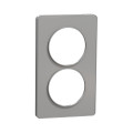Plaque aluminuim Schneider Odace Touch 2 postes verticale entraxe 57mm