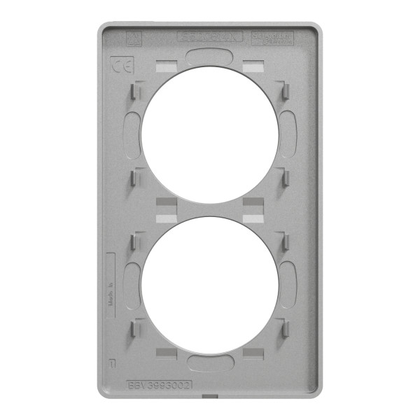 Plaque aluminuim Schneider Odace Touch 2 postes verticale entraxe 57mm