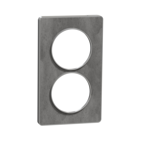 Plaque ardoise avec liseré aluminuim Schneider Odace Touch 2 postes verticaux entraxe 57mm