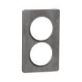 Plaque ardoise avec liseré aluminuim Schneider Odace Touch 2 postes verticaux entraxe 57mm