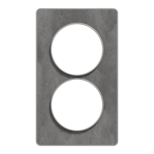 Plaque ardoise avec liseré aluminuim Schneider Odace Touch 2 postes verticaux entraxe 57mm