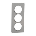 Plaque aluminium Schneider Odace Touch 3 postes verticaux entraxe 57mm