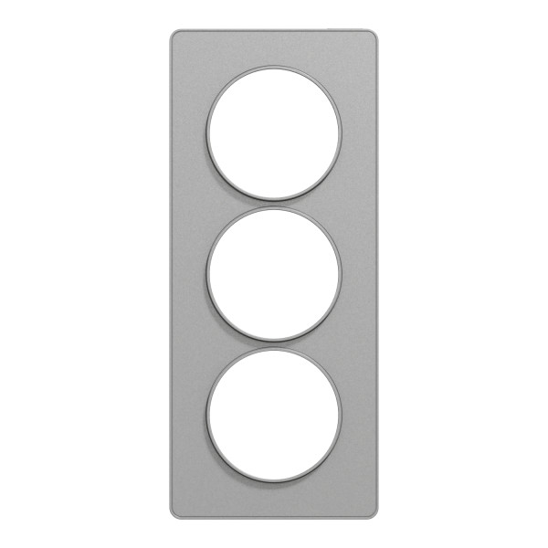 Plaque aluminium Schneider Odace Touch 3 postes verticaux entraxe 57mm