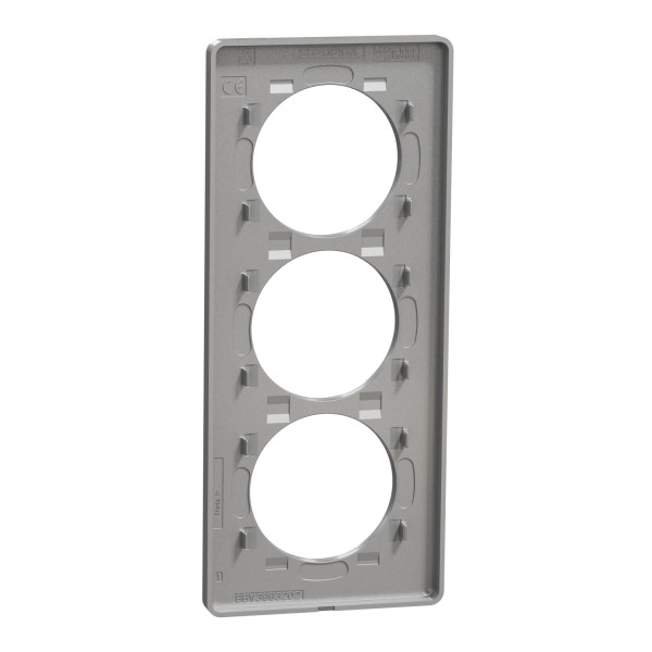 Plaque aluminium Schneider Odace Touch 3 postes verticaux entraxe 57mm