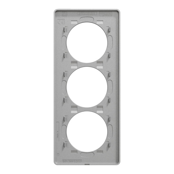 Plaque aluminium Schneider Odace Touch 3 postes verticaux entraxe 57mm