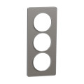 Plaque aluminium brossé liseré aluminium Schneider Odace Touch 3 postes verticaux entraxe 57mm