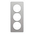 Plaque aluminium brossé liseré aluminium Schneider Odace Touch 3 postes verticaux entraxe 57mm