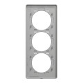 Plaque aluminium brossé liseré aluminium Schneider Odace Touch 3 postes verticaux entraxe 57mm