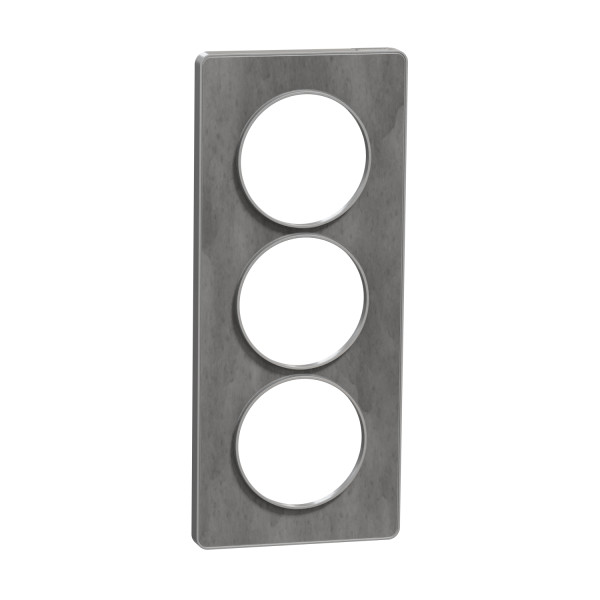 Plaque ardoise avec liseré aluminum Schneider Odace Touch 3 postes verticaux entraxe 57mm