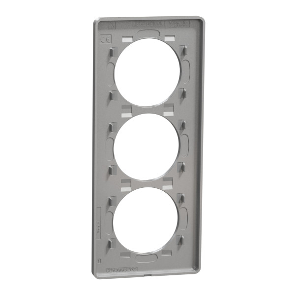 Plaque ardoise avec liseré aluminum Schneider Odace Touch 3 postes verticaux entraxe 57mm