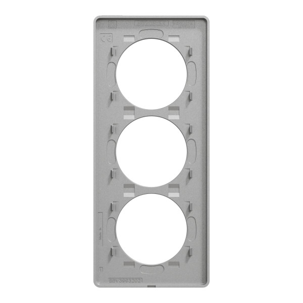 Plaque ardoise avec liseré aluminum Schneider Odace Touch 3 postes verticaux entraxe 57mm