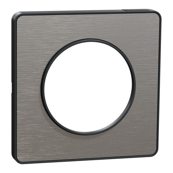 Plaque aluminium brossé liseré anthracite Schneider Odace Touch 1 poste
