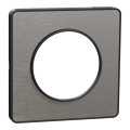 Plaque aluminium brossé liseré anthracite Schneider Odace Touch 1 poste