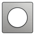 Plaque aluminium brossé liseré anthracite Schneider Odace Touch 1 poste