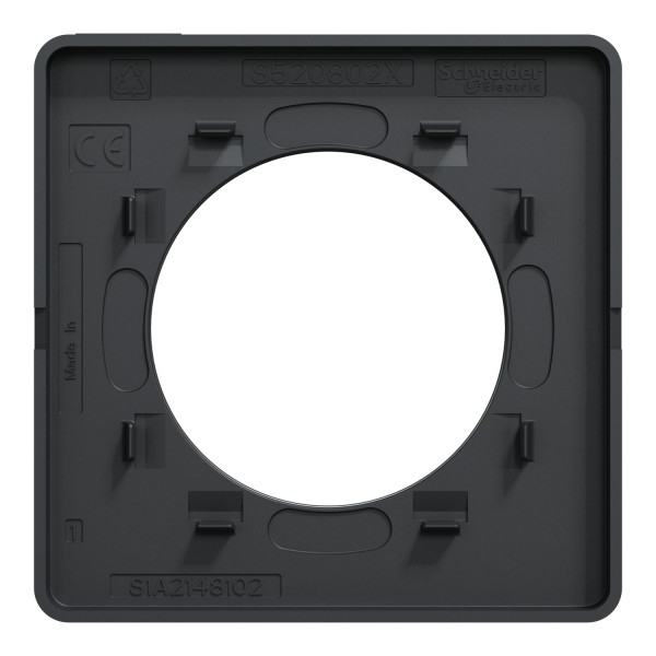 Plaque aluminium brossé liseré anthracite Schneider Odace Touch 1 poste