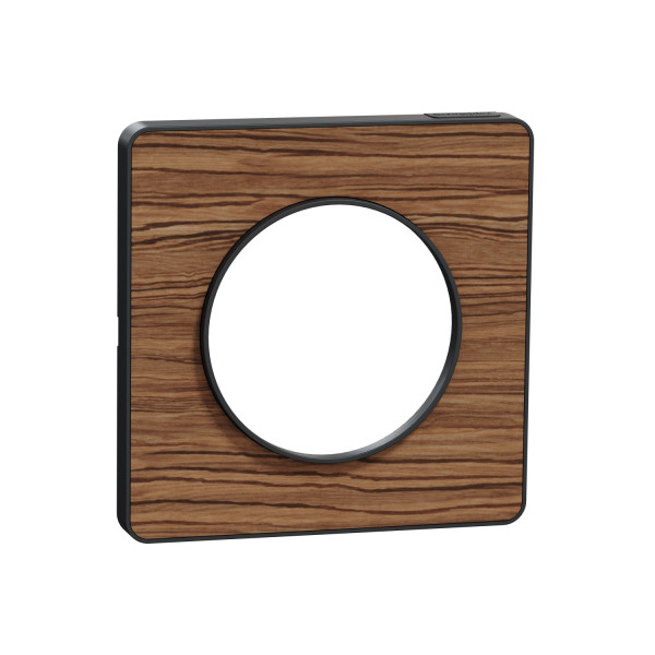 Plaque bois zebrano liseré anthracite Schneider Odace Touch 1 poste